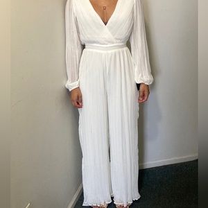 White Long Sleeve Jumpsuit